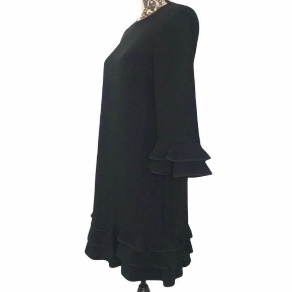 KATE SPADE Black Crepe Ruffle Shift Dress XS - Picture 3 of 6